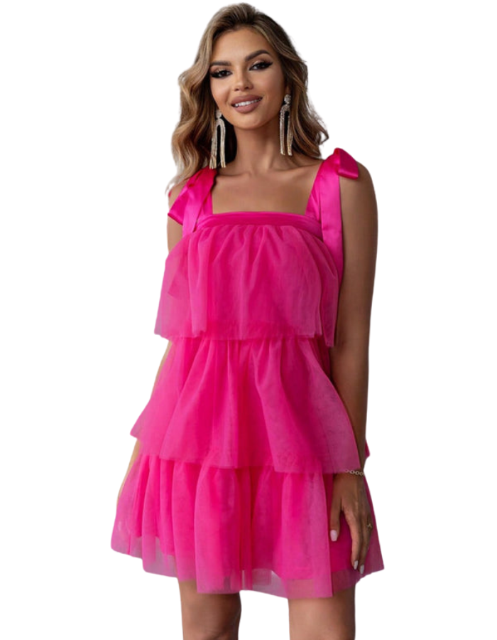 SHOPIQAT Women's Strappy Shoulder Hem Mesh Covered Camouflage Dress - Premium from shopiqat - Just $9.990! Shop now at shopiqat
